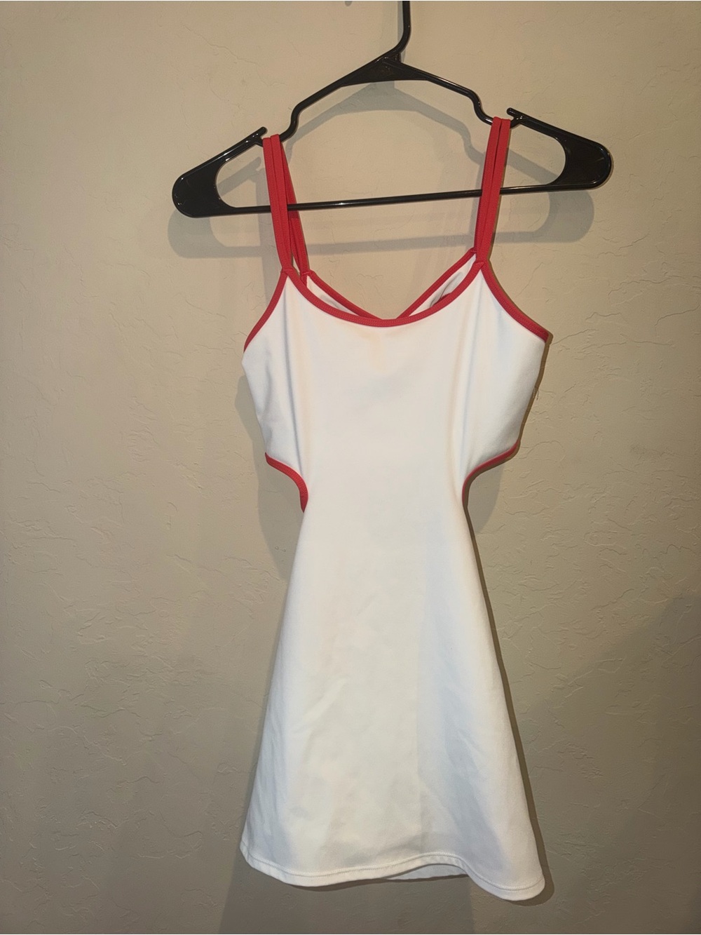 FP Movement Free People Hot Shot Exercise Dress White Red Trim Activewear XSmall